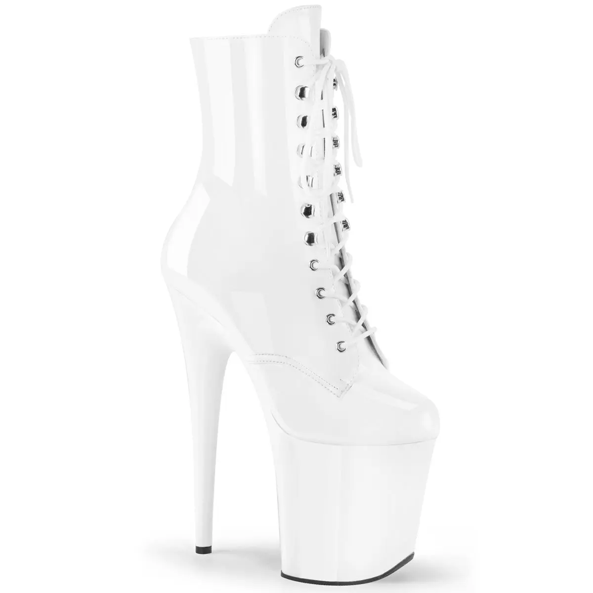 Pleaser Flamingo-1020 Women's Lace-Up Platform Ankle Boots - 8-Inch Stiletto High Heels with Side Zip for Dancers, Evening Footwear, Statement Shoe