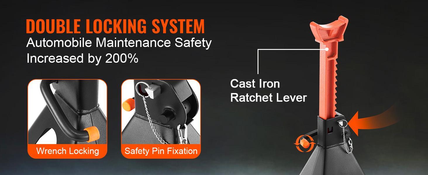 VEVOR Jack Stands, 6 Ton (13,000 lbs) Capacity Car Jack Stands Double Locking, 14.2 -23 inch Adjustable Height, for lifting SUV, Pickup Truck, Car and UTV/ATV, Red, 1 Pair