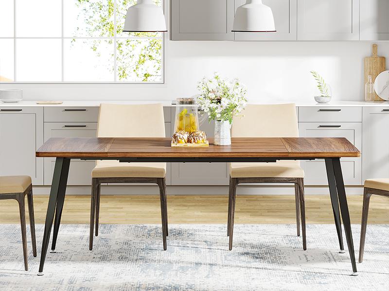 Tribesigns 70.9 Inch Large Dining Table for 6 to 8, Industrial Kitchen Table Furniture with Metal Legs, Modern Faux Wood Rectangular Dinner Table for Dining Room, Rustic Brown/Black Tribesigns 70.9 Inch Large Dining Table for 6 to 8, Industrial Kitchen Table Furniture with Metal Legs, Modern Faux Wood Rectangular Dinner Table for Dining Room, Rustic Brown/Black