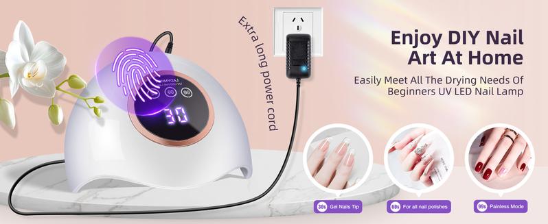 LadyMisty 72W UV LED Nail Lamp Light Dryer for Nails Gel Polish with 18 Beads 3 Timer Setting & LCD Touch Display Screen, Auto Sensor, Professional Nails, White/Pink