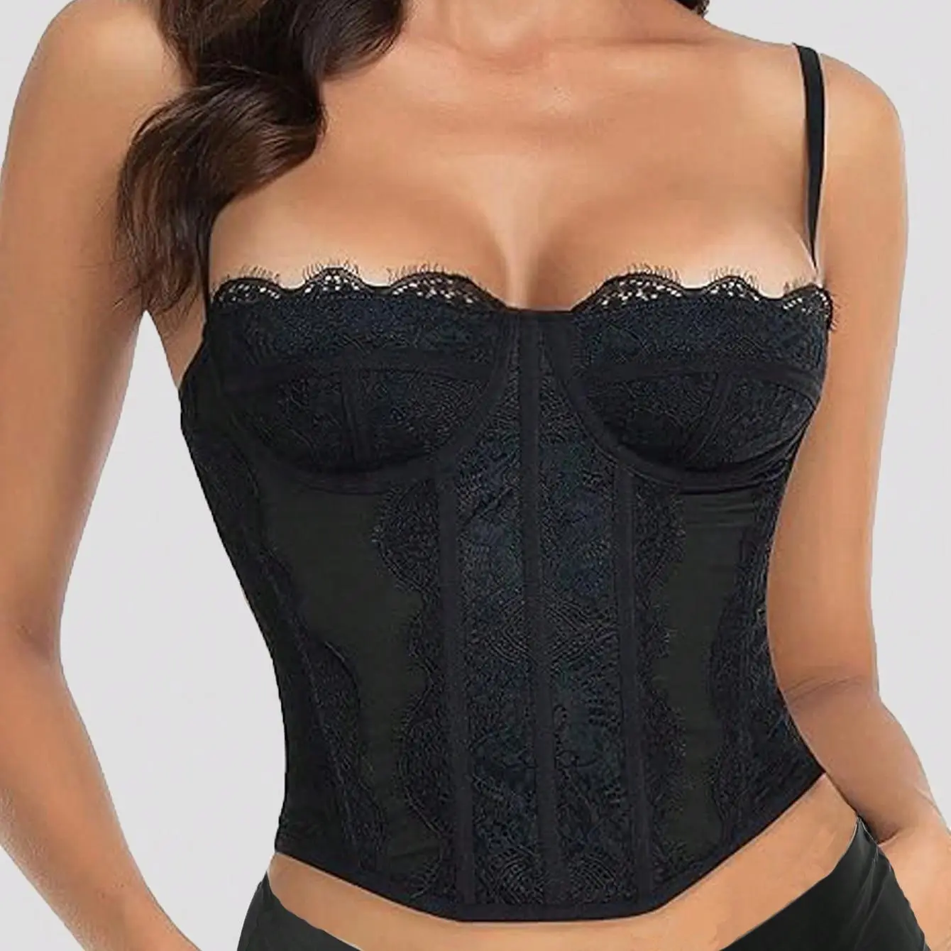 Lace Corset Tops for Women Lace Bustier Corset Top with Straps Women Corset Going Out Party Crop Top