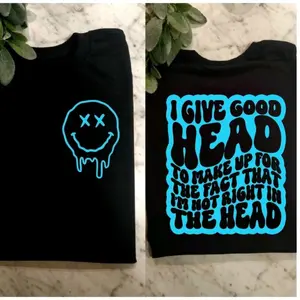 funny shirt not right in the head humor retro wavy lettering sarcasm short sleeve  Casual Top Cute T-Shirt Comfortable graphic