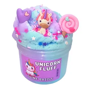 Unicorn Fluff 8 fl oz – Soft Cloud Slime with Cotton Candy Scent – Purple & Blue Beginner-Friendly, Non-Sticky Sensory Slime Made in USA