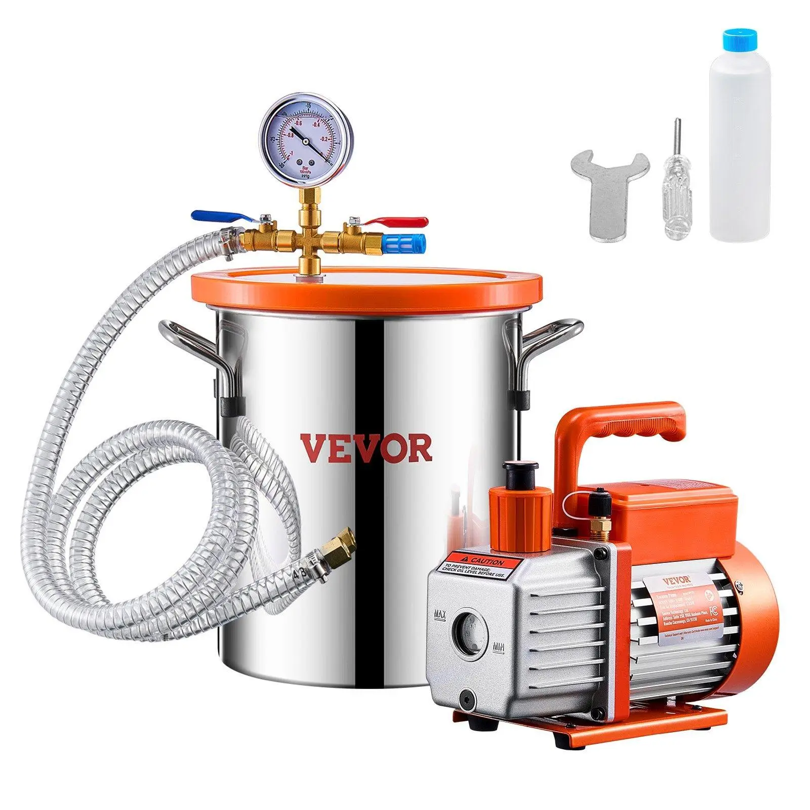 【summerfinds】1.5 Gallon Vacuum Chamber 3.5CFM Single Stage Pump Degassing Chamber Kit