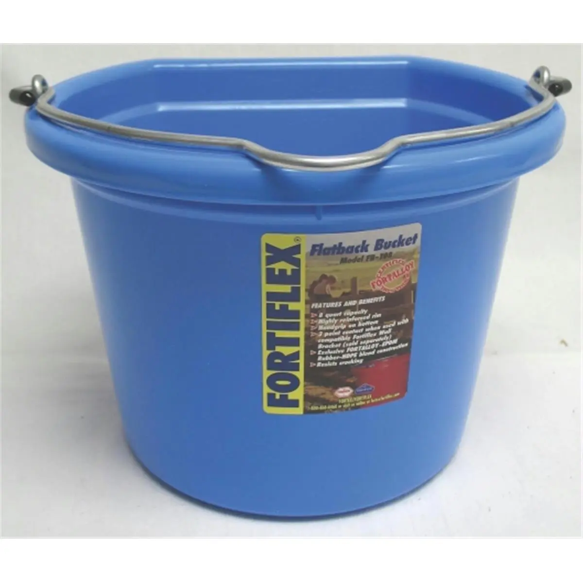 Fortex Industries Inc 212 MAIN 8-qt Flatback Bucket - Sky Blue Container for Home Care Supplies (FB-108), 8 Quart