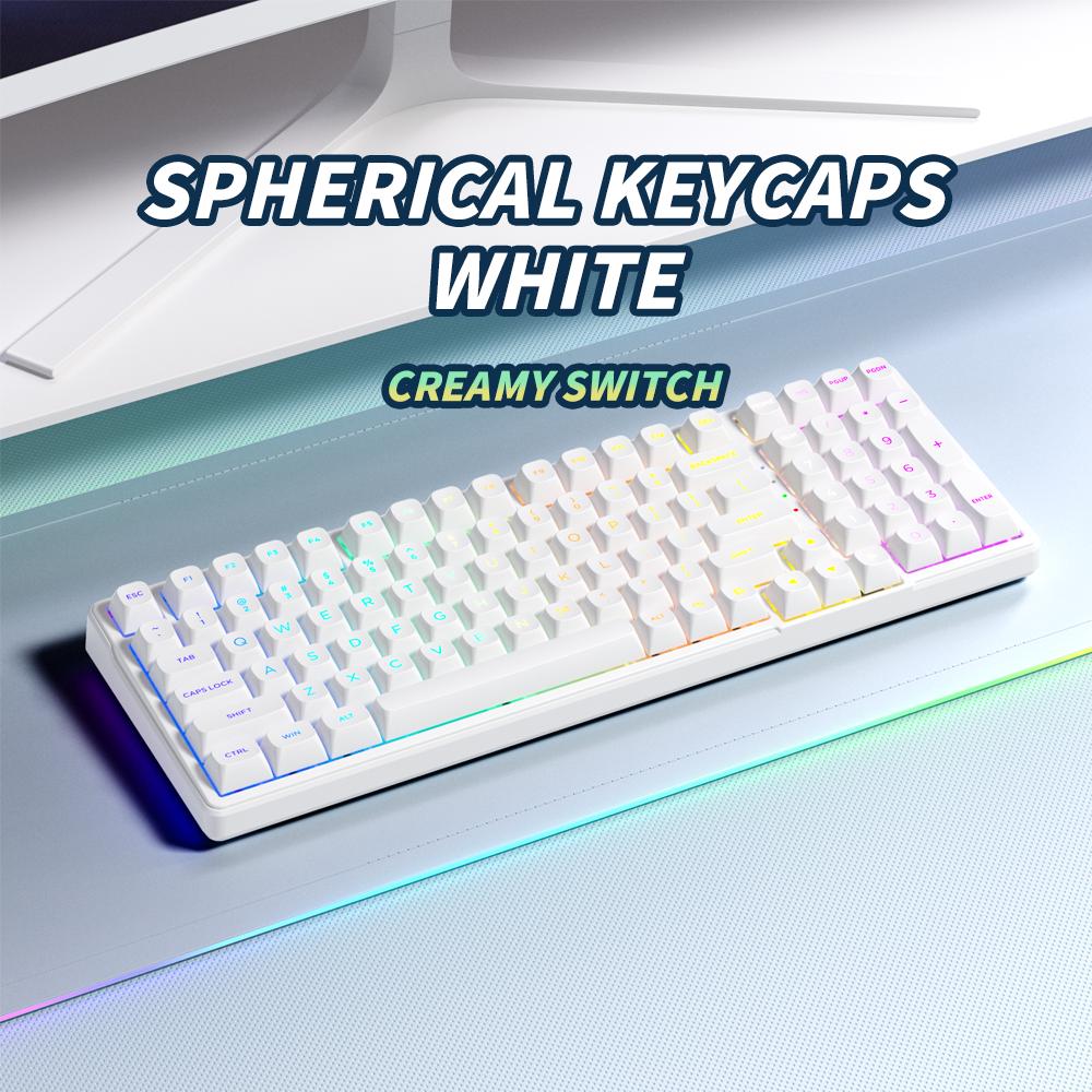 FURYCUBE K99 pro Creamy Wireless/Wired/2.4G Mechanical Keyboard,Gasket Structure, Hot Swappable,RGB Gaming Keyboard,Gift for Girlfriend,Office Keyboard with Numpad