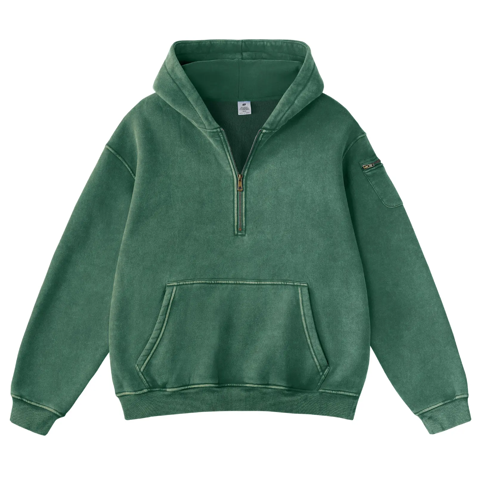 FALABLE Womens Oversized Half Zip Hoodie Acid Washed Heavyweight Fleece Vintage Aesthetic 3 Functional Pockets Kangaroo With Secret Pocket Sleeve Headphone Pocket Y2K Streetwear