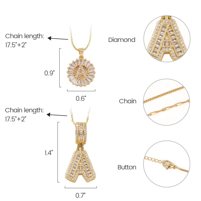 2 Pack Initial Letter Pendant Necklaces for Women 18K Gold Plated Alphabet Necklace with Adjustable 17''-19'' Chain Valentine's Day Jewelry for Women Girls Unisex Personalized Zircon Stones