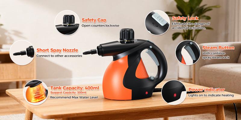 Pressurized Handheld Multi-Surface Natural Steam Cleaner with 9 pcs Accessories Powerful Chemical-Free Steamer for Home Car Cleaning Washing Machine Air Conditioner Kitchen Appliances Tool Household Pressurized Handheld Multi-Surface Natural Steam Cleaner with 9 pcs Accessories Powerful Chemical-Free Steamer for Home Car Cleaning Washing Machine Air Conditioner Kitchen Appliances Tool Household