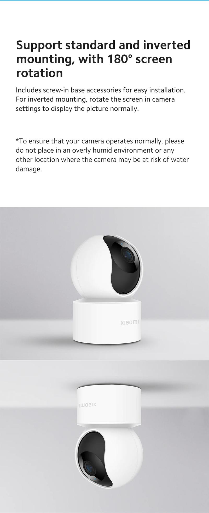 Xiaomi Smart Camera C200, 360° Vision, AI Human Detection, Clear and Crisp Video, Enhanced Night Vision, Full Encryption for Privacy Protection, Smart Voice Control, Fast Forward Playback Speed, White Safety Card Device Micro Sd Plug