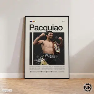 Manny Pacquiao Poster, Boxing Poster, Sports Poster, Boxing Wall Art, Mid-Century Modern, Motivational Poster, Sports Bedroom Posters