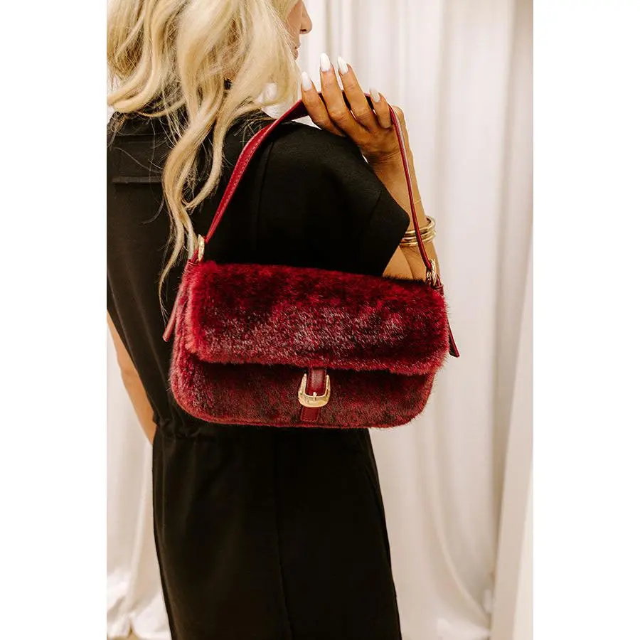 The Gloria Plush Purse in Wine