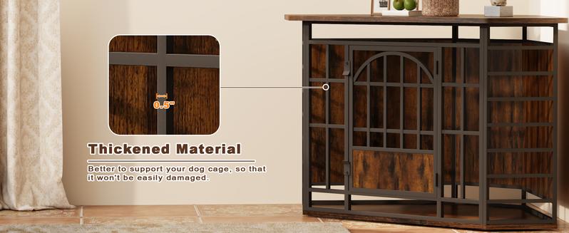 【HolidayHaul】COZPAW 52 Inch Corner Dog Crate Furniture,Wooden Dog Kennel Indoor Furniture End Table,Modern Dog Cage Decorative Pet House TV Stand for Large Medium Dogs,Vintage Brown