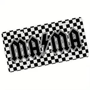Mama Checkered License Plate, Car Tag for Women, Car Coasters, Retro Mama License Plate, License Plate Frame, Aluminum Front License Plate- 6x12- inch polished metal standard plate, easy to install, for decor only, Made in USA