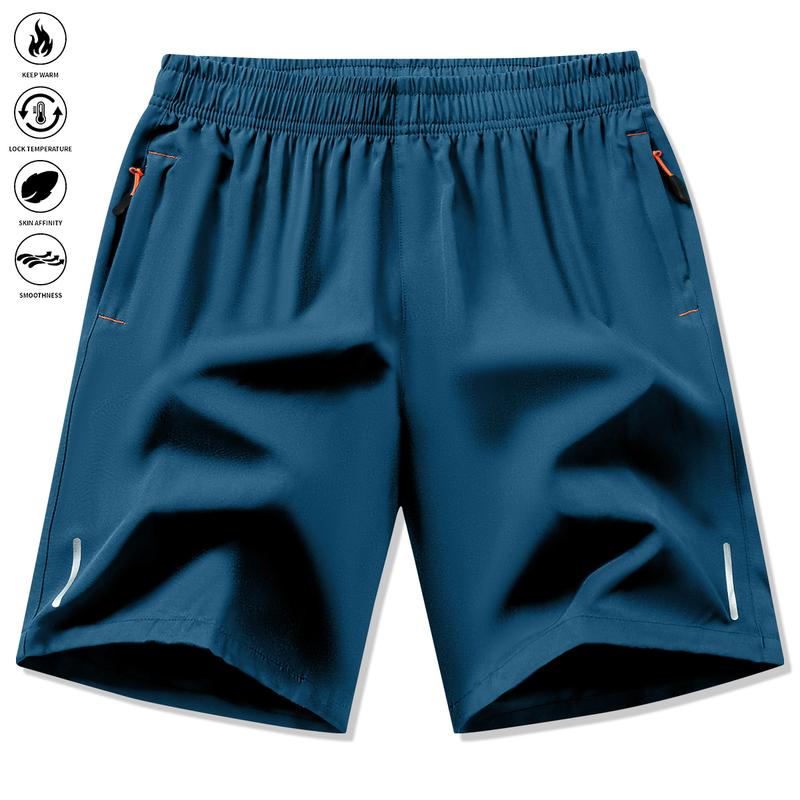 Men's 3-Pack Quick-Dry Ice Silk Fiber Sports Shorts with Zipper Pockets, Striped Lightweight Breathable Outdoor Running, Hiking, Beach Regular Fit Summer Casual Shorts, Men's Gift Recommendation