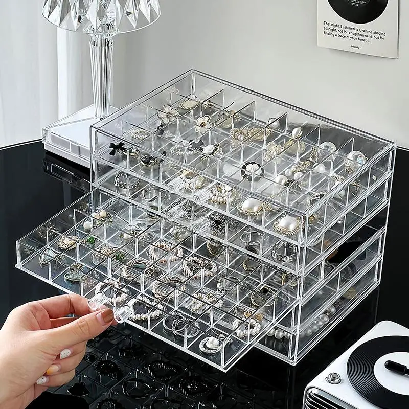 Layers Plastic Dustproof Jewelry Box, 1 Count Jewelry Storage Box, Transparent Large Storage Display Case, Multi-layer Earrings Rings Necklaces Bracelets Pendants Organizer, Home Jewelry Organizer, Dustproof Organizers