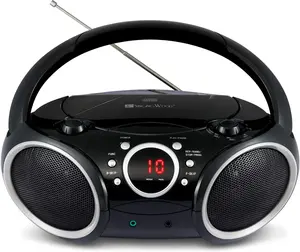 SINGING WOOD 030C Portable CD Player Boombox AM FM Analog Tuning Radio, Aux Line in, Headphone Jack, Foldable Carrying Handle