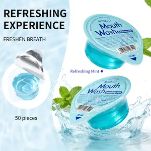MIIGUU 50PCS Viral Mint Jelly Mouthwash Cup Alcohol-Free Plant-Based Formula Portable Single-Use Cups for Freshness Anywhere 30-Second Refresh 3 Delightful Flavors