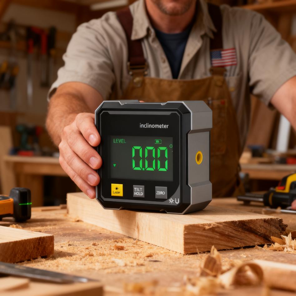 4-Side Magnetic Digital Angle Gauge Cube Inclinometer with Backlight Rechargeable Digital Angle Finder with LCD Display Table Saw Miter Protractor Woodworking Measuring Tool Hardware Laser Portable