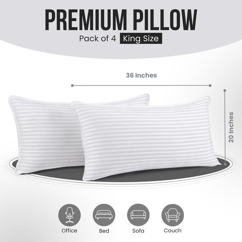 Utopia Bedding White Hotel Pillow Set of 4 -  Pillows for Side Back & Stomach Sleepers - Comfortable 9 Inch Thick Pillows for Ultimate Rest