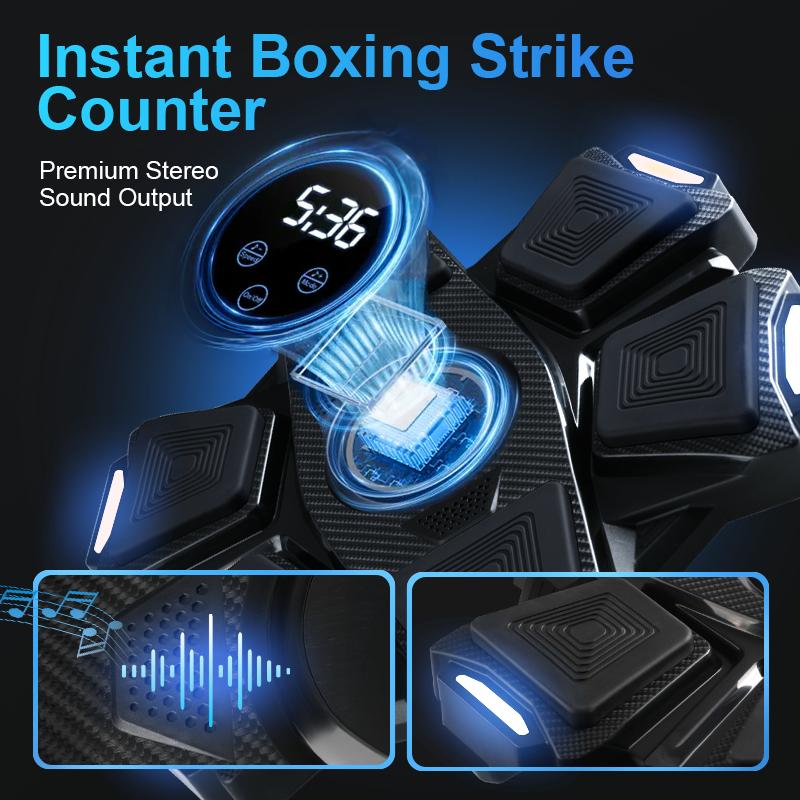 Music Boxing Machine Bluetooth Punching Machine with Gloves 9 Modes 9 Speeds Noise-Reducing ABS Target Smart Punch Counter Voice Coach Home Boxing Trainer for Adult Teen Kid