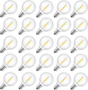G40 Led Replacement Light Bulbs 1W Shatterproof Globe Bulb fits E12 Candelabra Screw Base, 1.5 Inch Dimmable Light Bulbs for Indoor Outdoor String Lights, Patio Cafe Decor, Warm White, 25 Pack