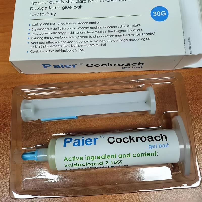 Indoor Cockroach Exterminator, Insect Repellent, 1 tubes x 30g, 1 plungers and 2 tips, German Cockroach Pest Control, Can be used indoors and outdoors, Cockroach Killing Gel for American Cockroaches, German Cockroaches and other major cockroach species
