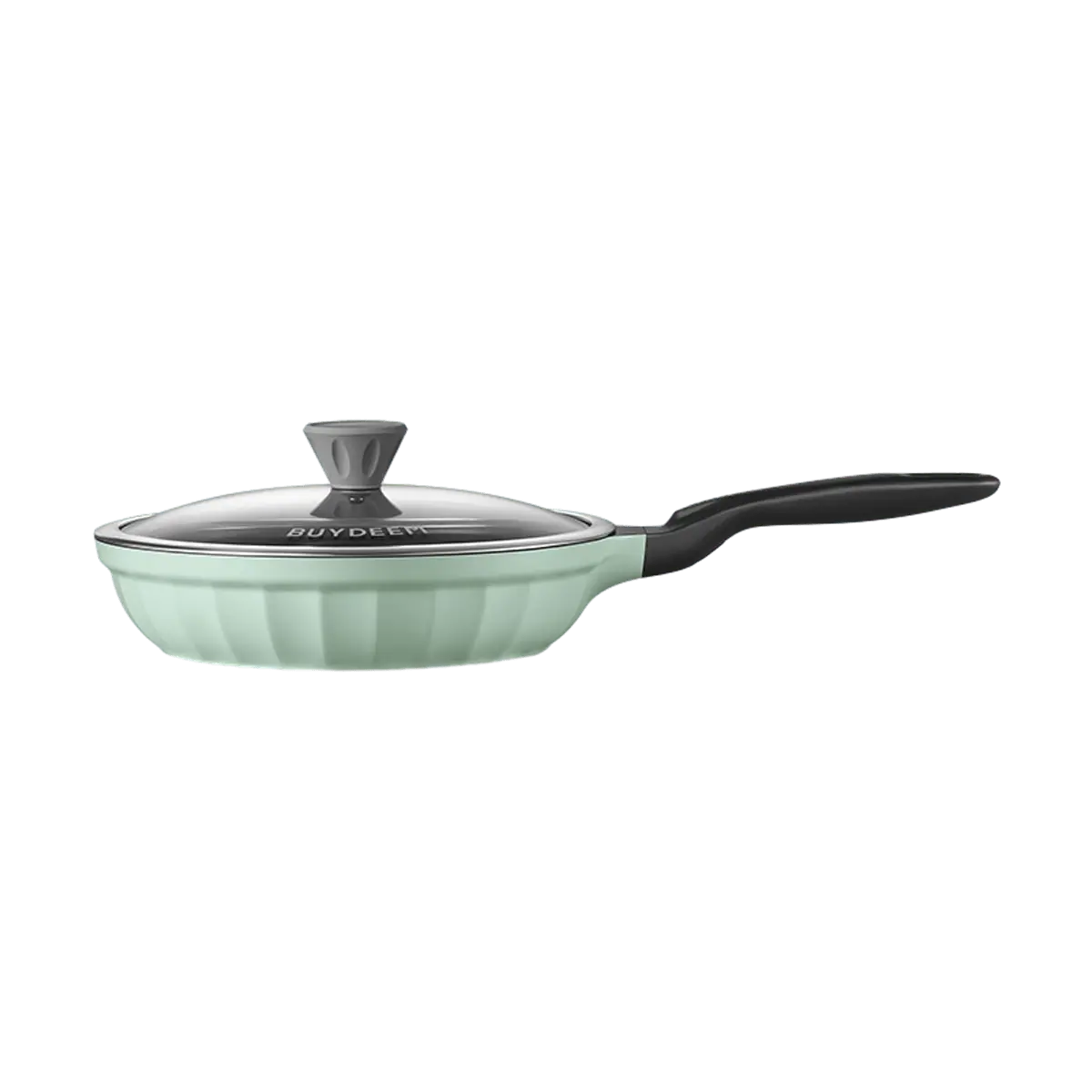 BUYDEEM Nonstick Frying Pan with Glass Lid, 10-inch (26cm) Shallow Fry Pan for Omelets, Pancakes, Steaks, Frying, Stir-frying, Induction Cooktop Compatible, Light Fir Green CP151