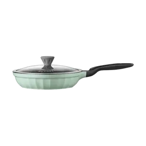 BUYDEEM Nonstick Frying Pan with Glass Lid, 10-inch (26cm) Shallow Fry Pan for Omelets, Pancakes, Steaks, Frying, Stir-frying, Induction Cooktop Compatible, Light Fir Green CP151