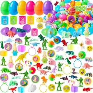 100Pcs Prefilled Easter Eggs with Assorted Toys, Easter Basket Essentials, Easter Basket Stuffers for Kids, Easter Egg Hunt, Classroom Prize Supplies