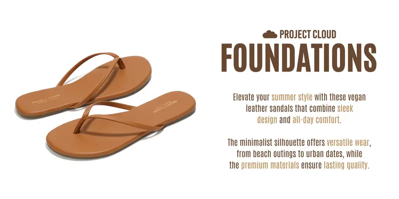 Project Cloud Women's | Eco-Leather Women Flip Flops | Memory Foam | Lightweight | Non-Slip - Foundations