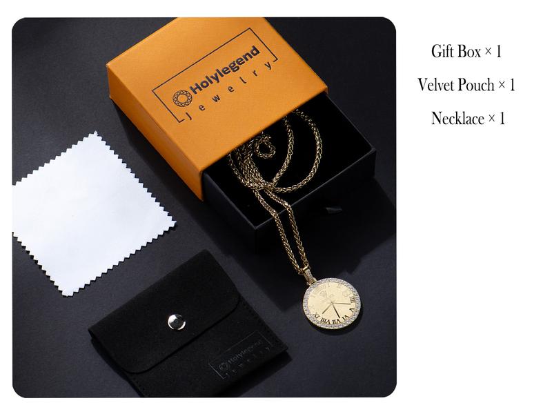 Holylegend 14K Real Gold Plated Watch Pendant Necklace with “To My Son” Engraving, CZ Accented Classic Timepiece Design, Meaningful Gift from Parents to Son