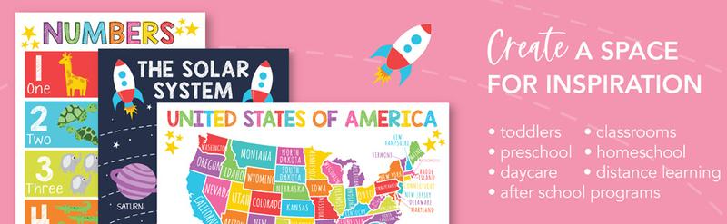 DEERSEN 18 Educational Posters for Toddlers, Preschool &Kindergarten Classroom Must Haves, Laminated LearningCharts for Alphabet, Numbers, Shapes, Colors, Months,Seasons and US Map