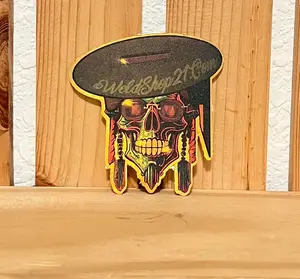 Skull & Shield Gold Holographic Sticker