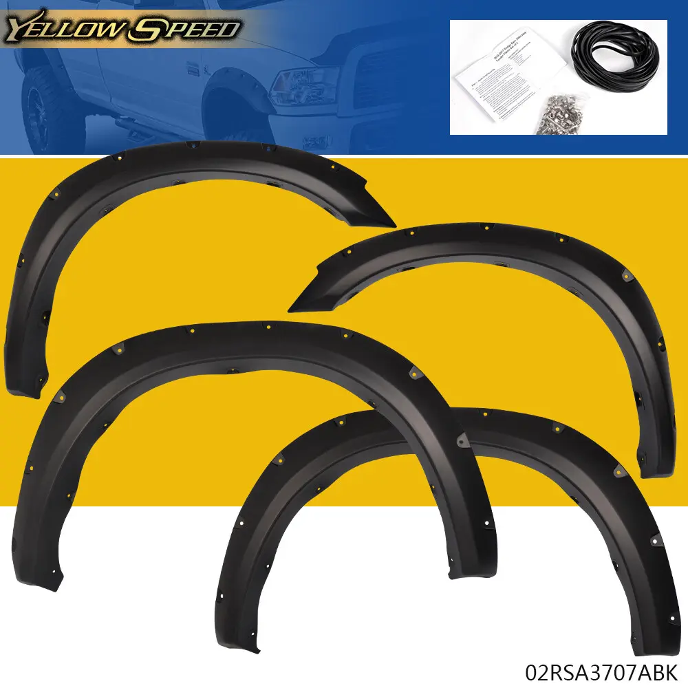ALLGOOD Pocket Rivet Style Smooth Ready-to-Paint Polypropylene Front Fender Flares - Automotive Wheel Protectors for 10-17 Ram 2500 3500 Trucks, Includes Bolts & Nuts, Reduces Spray, Car Exterior Accessories