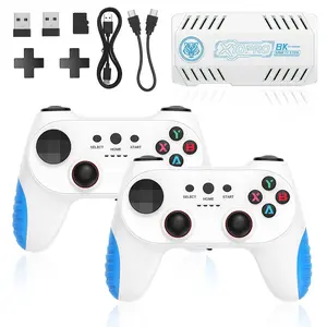 X10 Pro Retro TV Game Stick – Multiple Classic Games, Dual Wireless Controllers, 128G Storage, Plug & Play Console (Blue & White / Black & White)