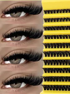 200 Cluster Lashes Natural Soft Faux Mink Eyelashes Extension Individual Eyelashes Cluster Makeup Tools - D Curling DIY Cluster At Home Wispy Thick Eyelashes, Criss Cross Fiber False Eyelashes, Messy Lightweight Natural Look Lashes