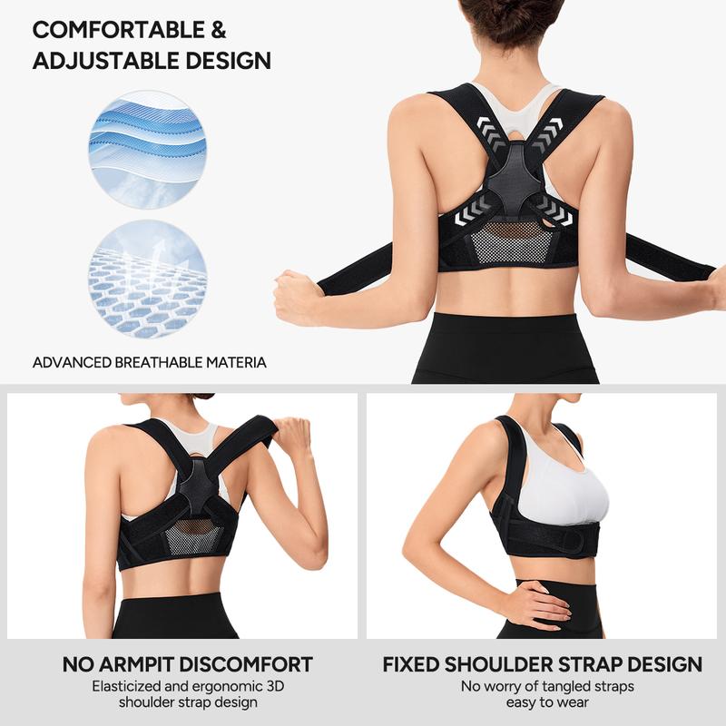 Nebility Unisex Posture Corrector and Back Brace Support for Women and Men Adjustable Upper and Lower Back Neck Shoulder and Clavicle Pain Relief for Scoliosis Hunchback and Thoracic Spine Issues