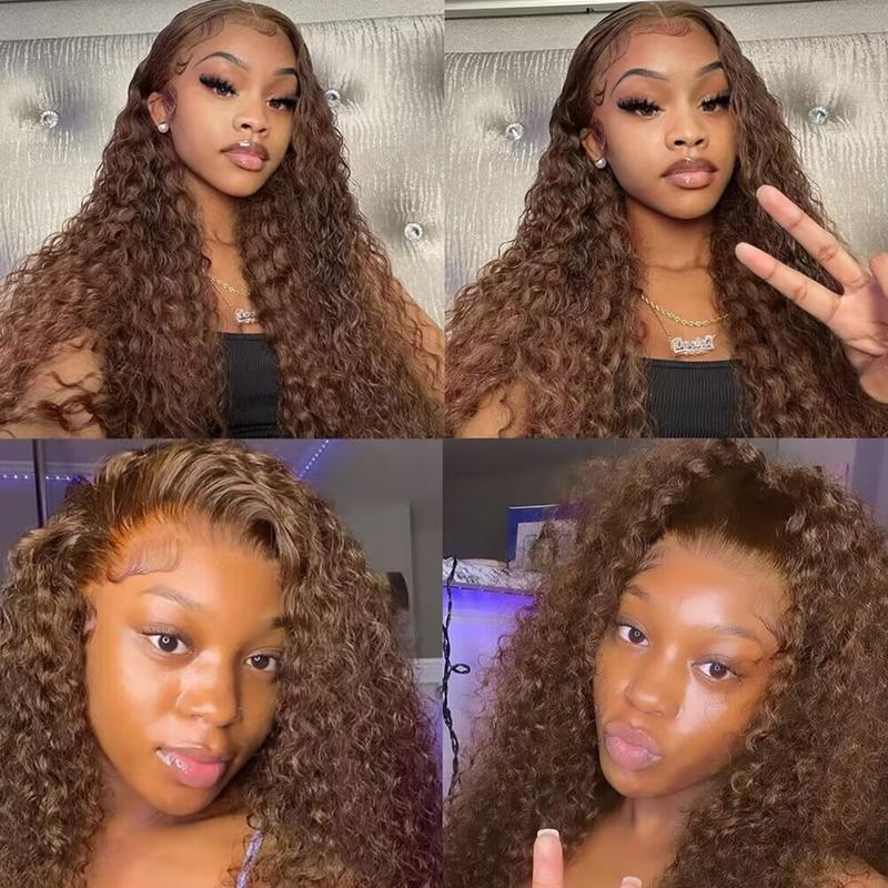 Bling Hair Brazilian 13X4 Chocolate Brown Deep Wave Lace Front Wigs Human Hair 13X6 Lace Front Wigs Human Hair Pre Plucked HD Transparent Lace Frontal Wigs For Women
