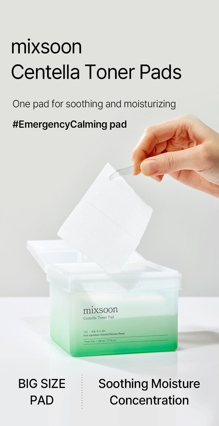 [mixsoon Official Shop] Centella Toner Pads 7..77 fl.oz / 230ml / 120 Sheets - Soothing & Hydrating Toner Pads for Sensitive Skin, Korean Glass Skin Care