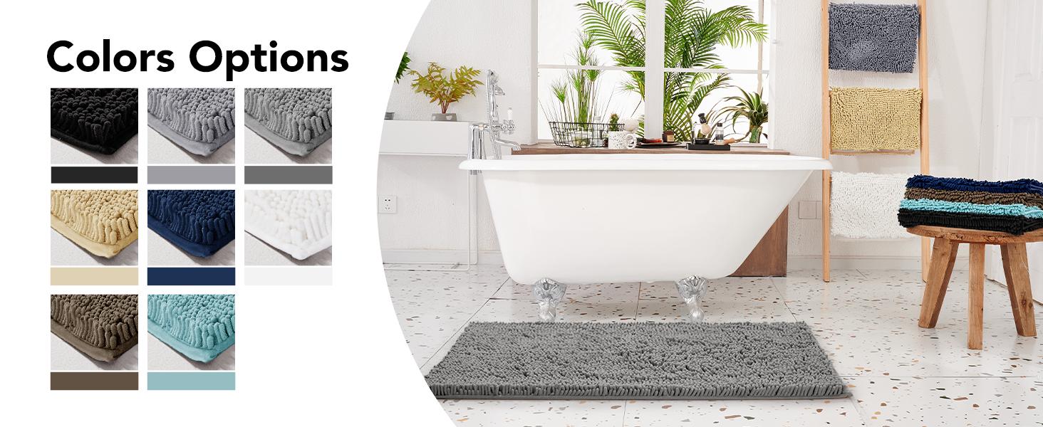 Deconovo Bathroom mat, Water Proof, Toilet Lid Mat & Bath Mat, Bath Rugs, Summer Bathroom Accessories, Machine Washable Low Pile Rugs for Living Room
