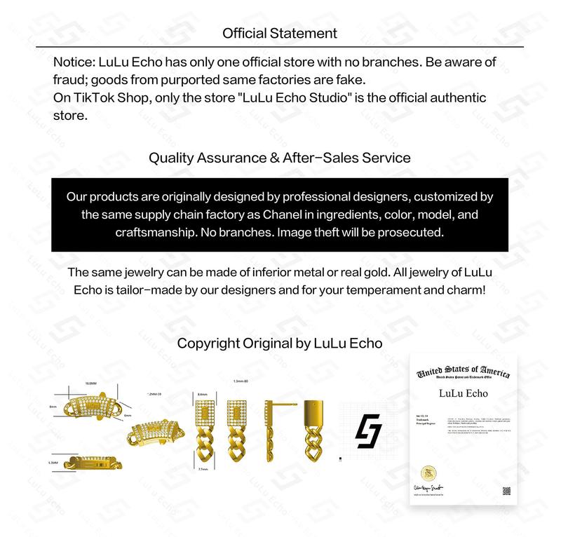 LuLuEcho 14K Real Gold Plated Unisex 4mm Cuban Link Iced Out Sythetic Moissanite Earrings Stainless Steel Miami Earring Hip Hop Jewelry