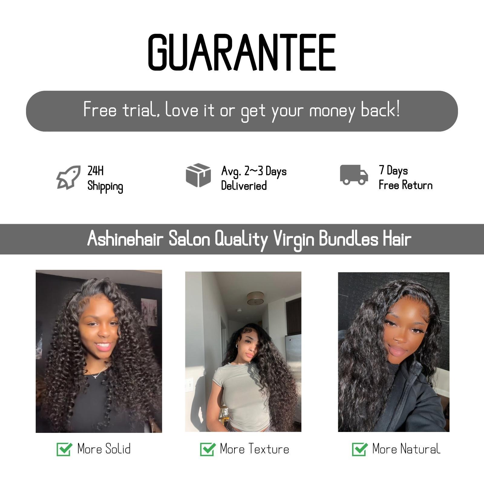 [Ashine] 12-30 Inch Luxury Salon Quality Body Wave Deep Wavy Deep Curly Burmese Curly Virgin Brazilian Bundles One-directional Cuticles-sleek, Tangle-resistant, and Re-wearable 100% Human Hair Natural Black with Closure Curly