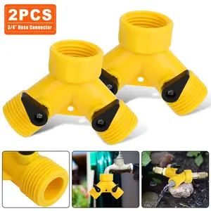 2Pcs 2 Way Hose Adapter Y Valve Garden Hose Connector - Non Rust Spigot Faucet Adapter,3/4 Garden Hose Y quick Connectors Plastic Hose Splitter,for Garden water Irrigation