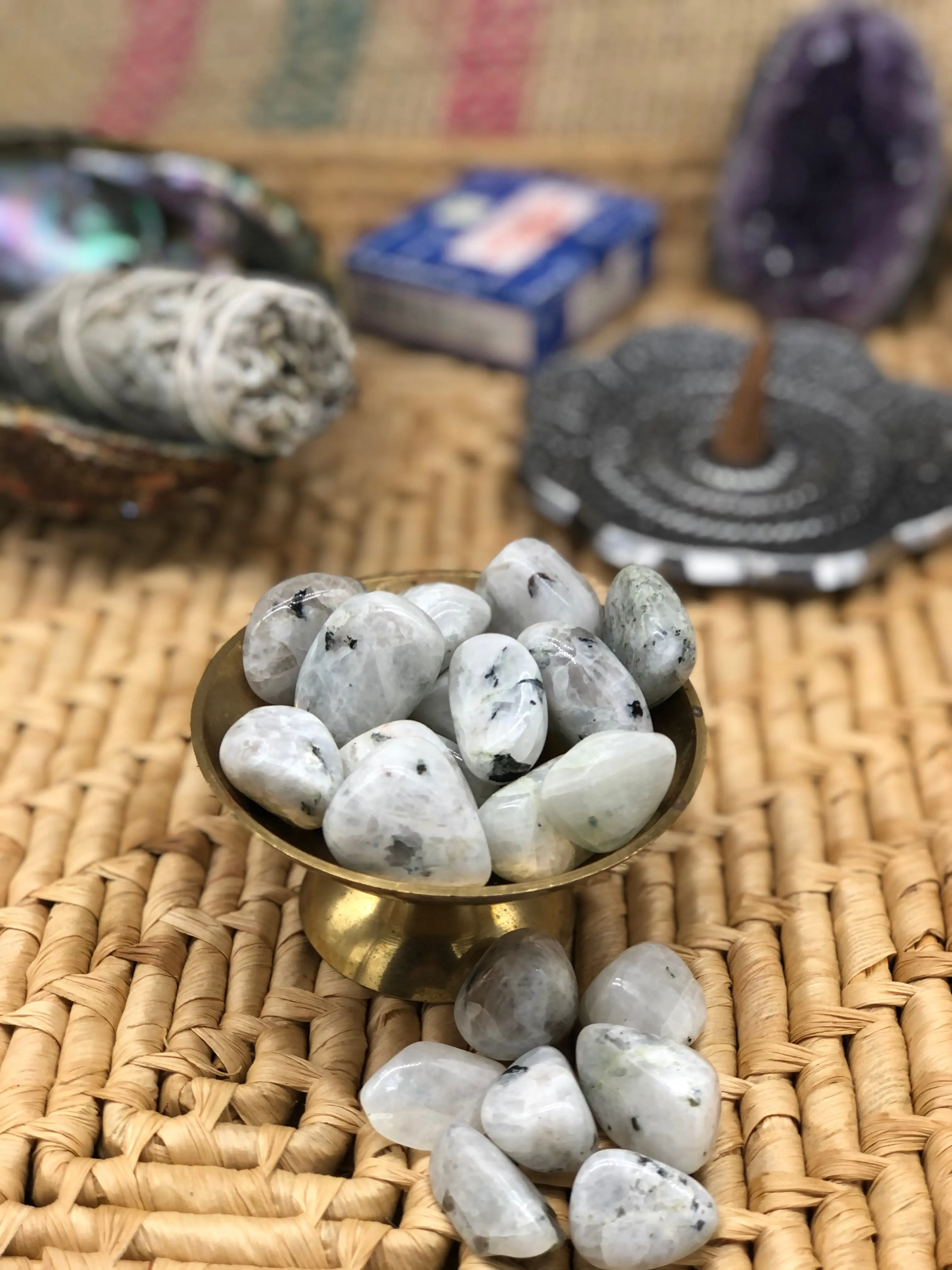 Rainbow Moonstone Polished Tumbles