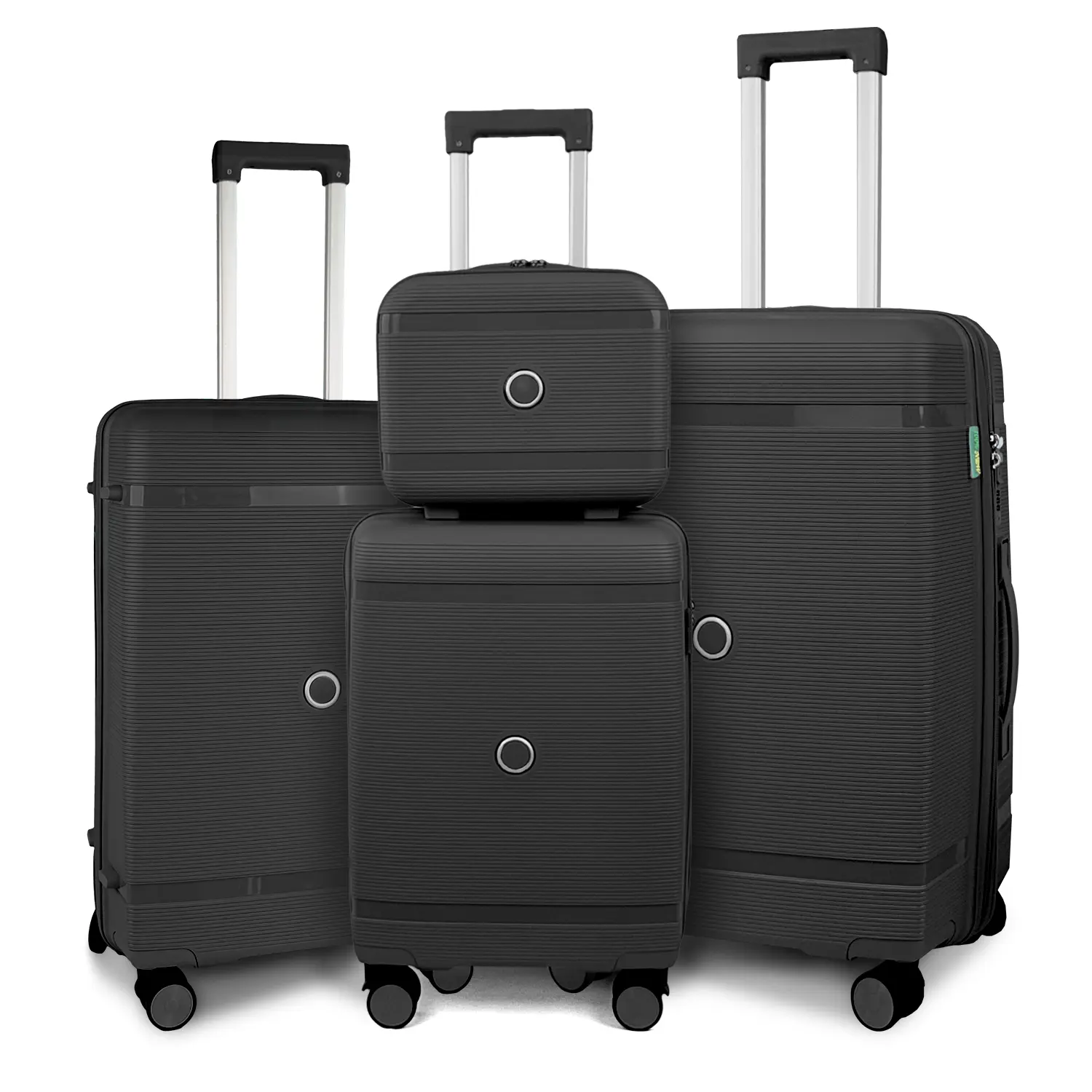 Black 4 Piece Luggage Set TSA Lock Double-layer explosion-proof zipper Hardshell Durable Traveling Bag Travel Suitcase Set with Double Spinner Wheels, Luggage Sets (13/20/26/28in)