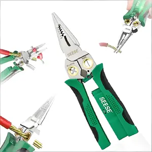 8-in-1 Wire Stripper Tool with Needle Nose Pliers, Dual-Alarm Voltage Tester for Cutting, Pulling, Crimping Wires – Essential for Electricians, DIY Projects