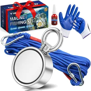Grtard 700LBS Neodymium Magnet Fishing Kit for Men's Gifts, Double Side Fishing Magnet with Case for Retrieving Items in River, Lake, Beach, Lawn- 2.36inch Diameter, Gifts for Men, Dad, Husband