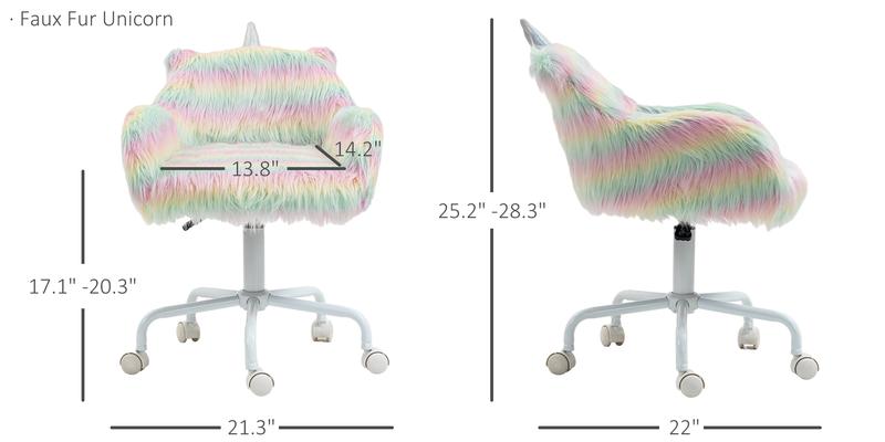 HOMCOM Mid-Back Office Chair, Swivel Vanity Chair with Adjustable Height and Wheels, Computer Desk Chair for Home Office or Bedroom