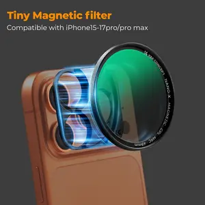 [K&F CONCEPT] Ultra Tiny Magnetic CPL Lens Filter for iPhone 17 16 15 Pro/ProMax，Mag Snap On Filter, convenience，Anti-Glare & Enhances Texture.uts the glare, reveals true texture